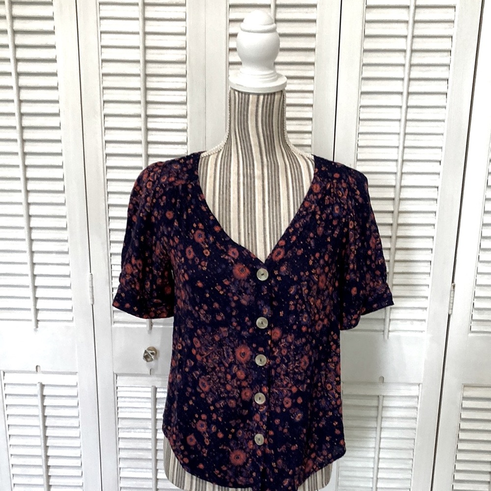 Maeve short sleeve button up blouse